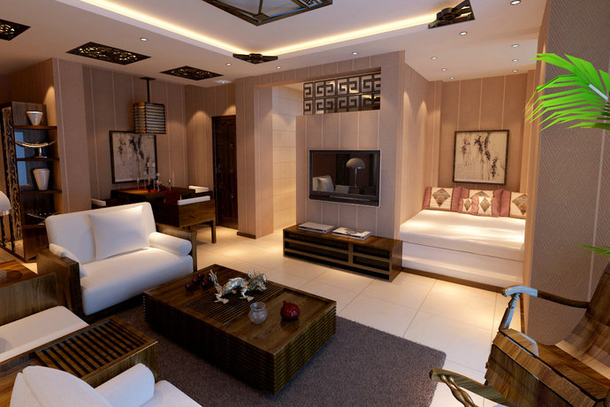 64平米1室1廳現(xiàn)代中式客廳裝修效果圖_設(shè)計(jì)案例_太平洋家居網(wǎng)高清圖庫(kù)